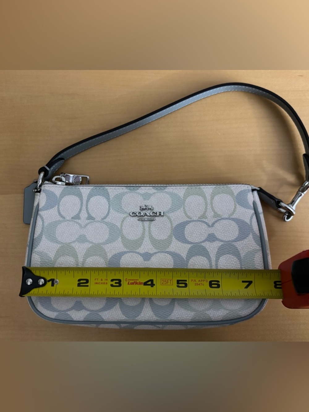 Coach Pastel Signature Small Wristlet Shoulder Bag in Cream and Light Blue - Picture 6 of 8